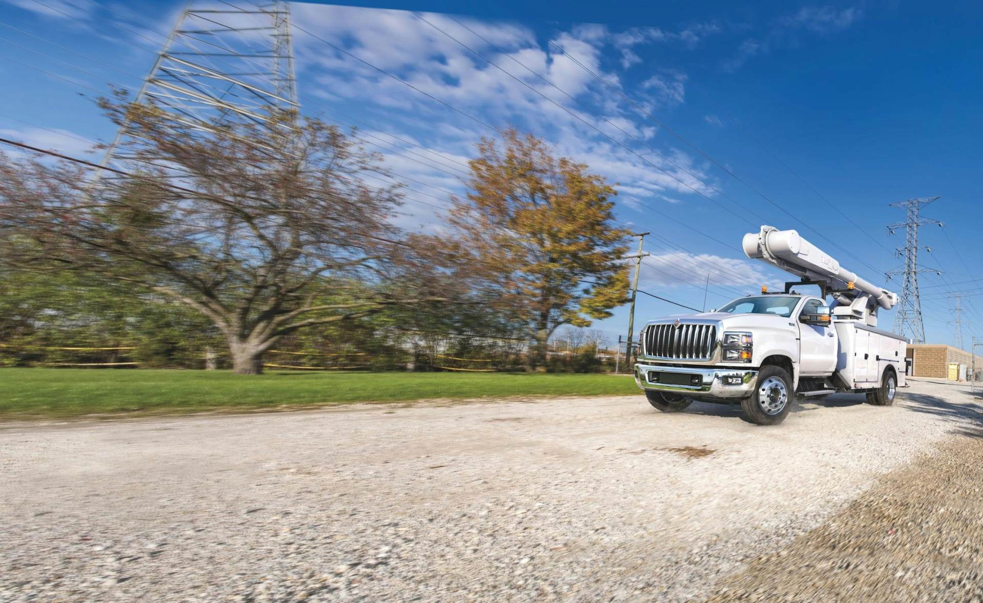 A white truck with a large white object on the top