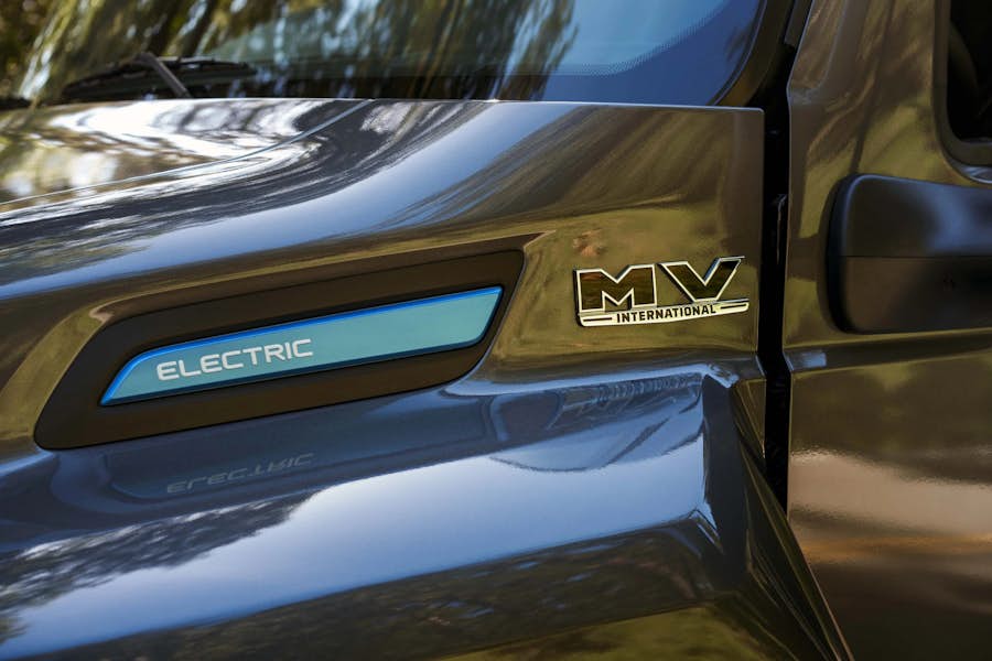 The side of a black truck