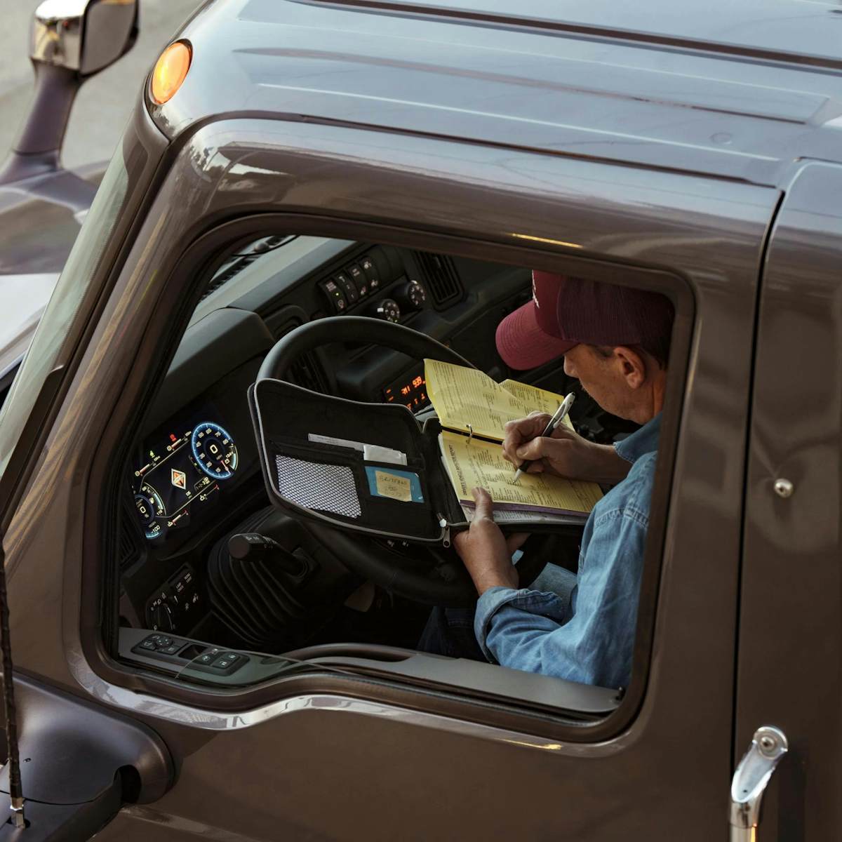 A person sitting in a truck