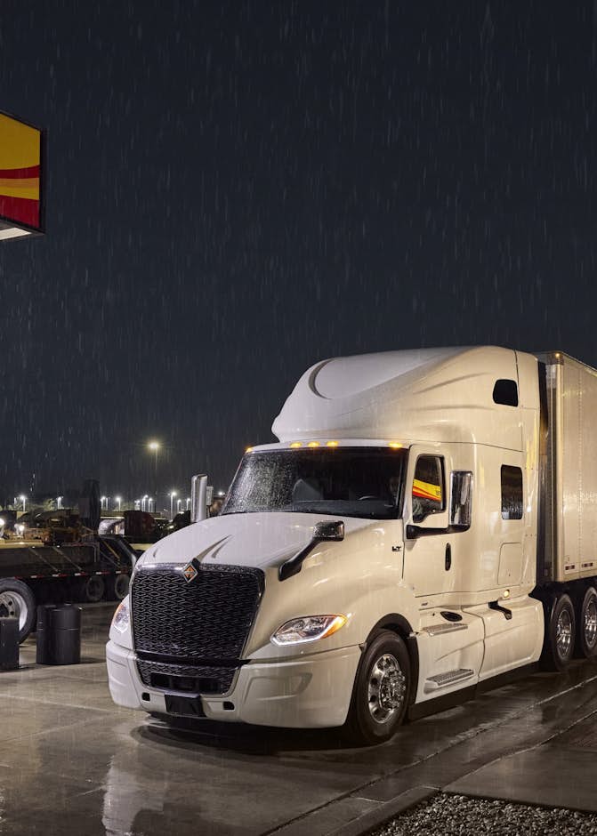 A truck at a gas station