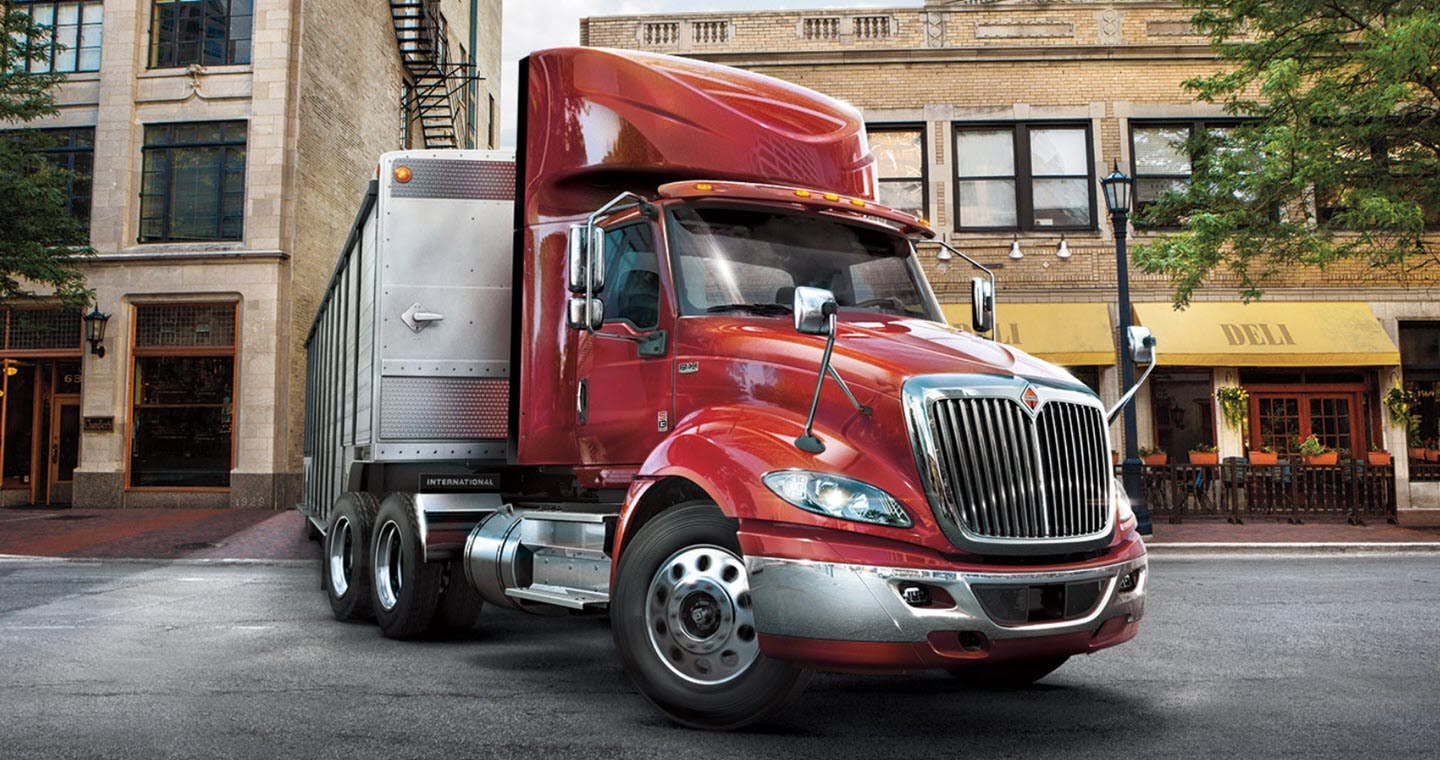 International Trucks RH Series in red parked on the street