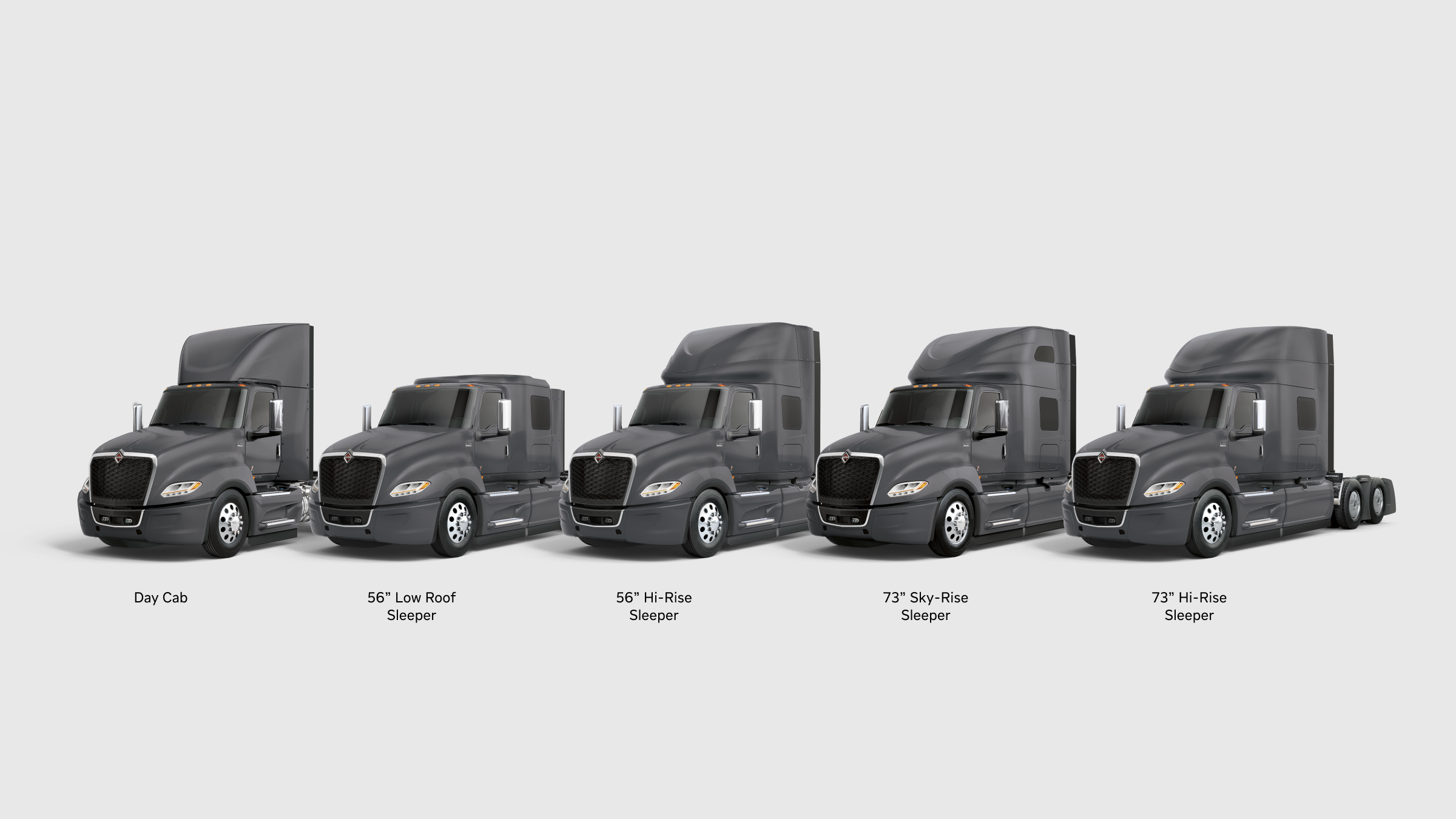 A row of semi trucks